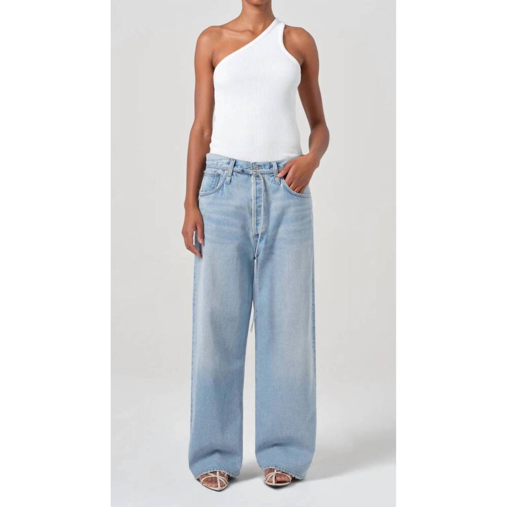 NEW AGOLDE emmi high rise wide leg belted jean in incline